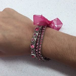 Pink and silver bracelets